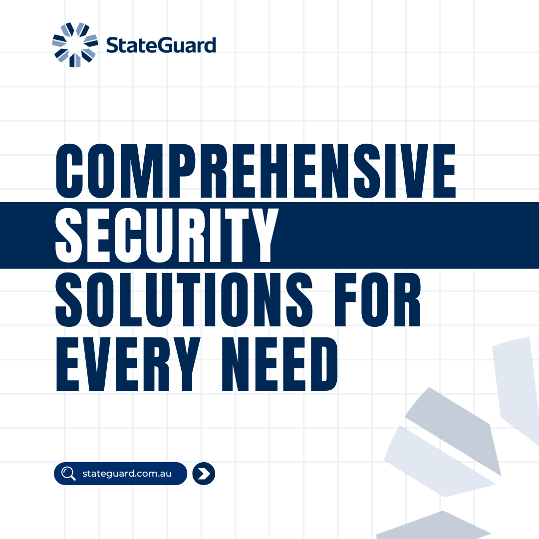 StateGuard logo with the text "COMPREHENSIVE SECURITY SOLUTIONS FOR EVERY NEED" and the website URL "stateguard.com.au"